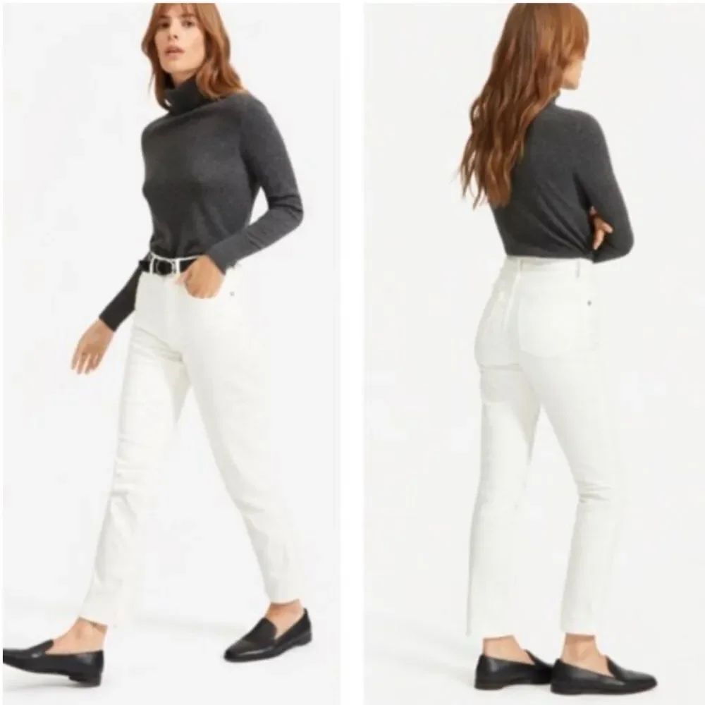 Everlane Brand New NWT High Rise Straight Jeans White
